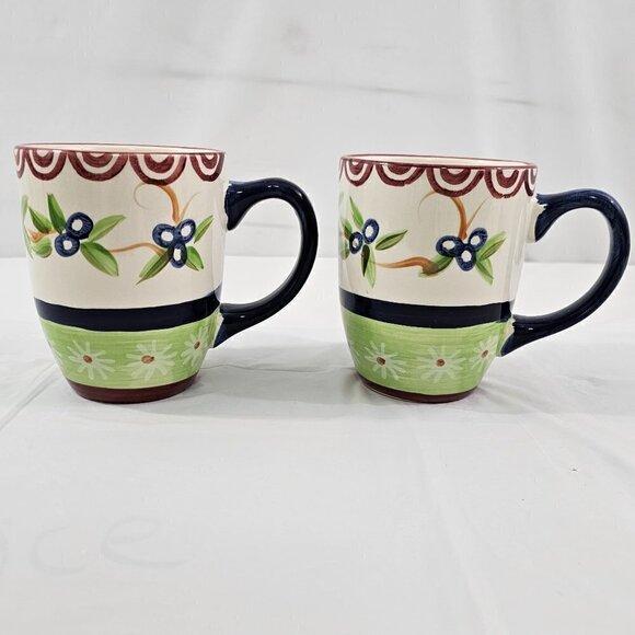 Pfaltzgraff SOMMERSBY Hand Painted Ceramic Coffee Tea Mugs Cups – Set of 2 - Picture 14 of 16